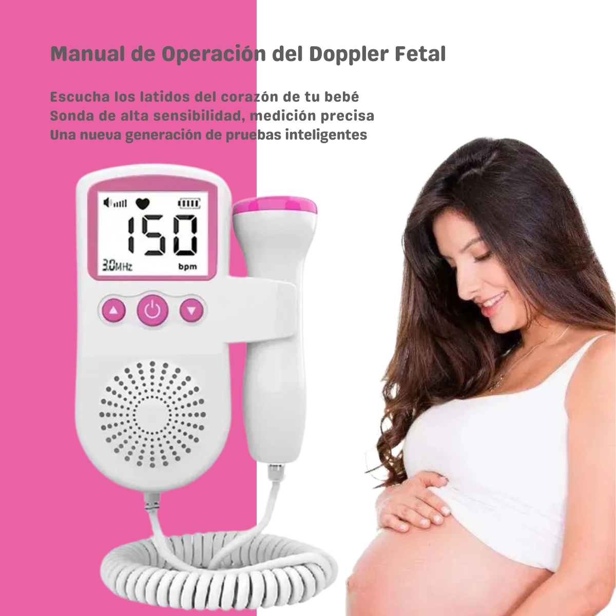Monitor Fetal Doppler 3.0MHz | Escucha los Latidos de tu Bebé desde Casa.